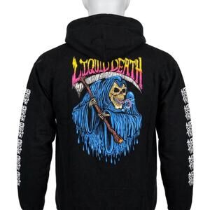 Liquid Death Hoodie Mens XXL Black Grim Reaper Graphic Murder Your Thirst LD